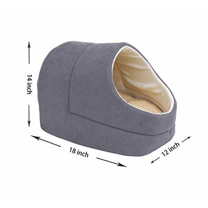 4 in 1 Self Warming Burrow Cat Bed, Pet Hideway Sleeping Cuddle Cave (Grey-2) - color: Grey-2