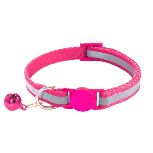 2 Pack Breakaway Cat Collars with Bells, Reflective Design and Claw Print Design, Safety Buckle Kitten Collars Adjustable from 7.5 to 12.5 Inches (Rose) - color: Rose