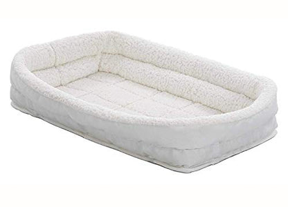 MidWest Homes for Pets XS QuietTime Double Bolster Pet Bed, White Plush 22-Inch Crate Mat with Stacked Bolsters, Machine Washable, Secure Fit with Elastic Straps - color: White Plush, size: 22-Inch
