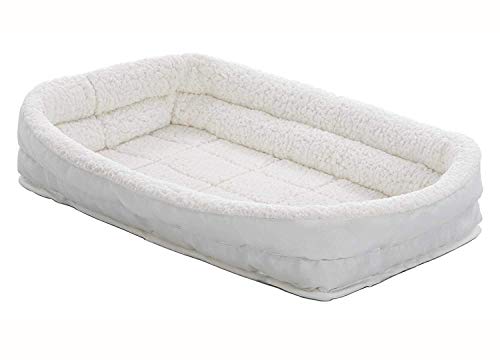 MidWest Homes for Pets XXL QuietTime Double Bolster Pet Bed, White Plush 54-Inch Crate Mat with Stacked Bolsters, Machine Washable, Secure Fit with Elastic Straps - color: White Plush, size: 54-Inch