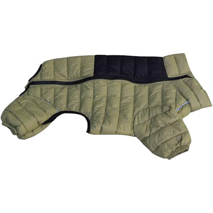 LoveLongLong Dog Coat - Warm & Waterproof Reflective Dog Jacket, Zippered & Adjustable, Olive Green, S, M, L - color: Olivegreen, size: M (12.5inch Back)