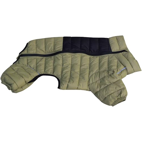 LoveLongLong Dog Coat - Warm & Waterproof Reflective Dog Jacket, Zippered & Adjustable, Olive Green, S, M, L - color: Olivegreen, size: M (12.5inch Back)