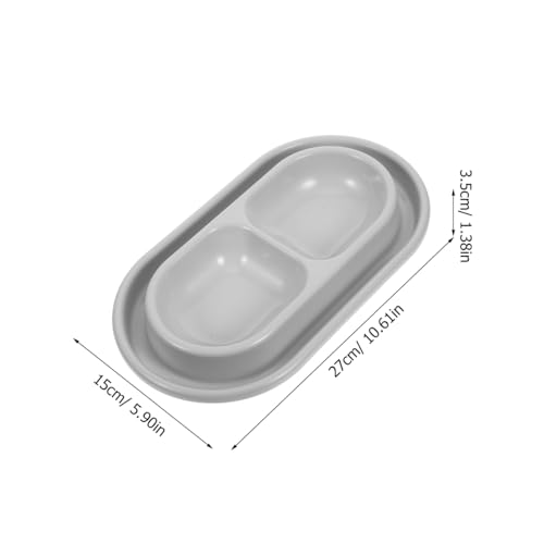 Alasum Ant Repellent Cat Bowl with Water Moat, Dual Food and Water Bowls for Indoor Outdoor Cats &Amp; Small Dogs, Space Saving Spill Resistant Pet Feeding Station, Gray, 10.6x5.9x1.4 in - color: Grey