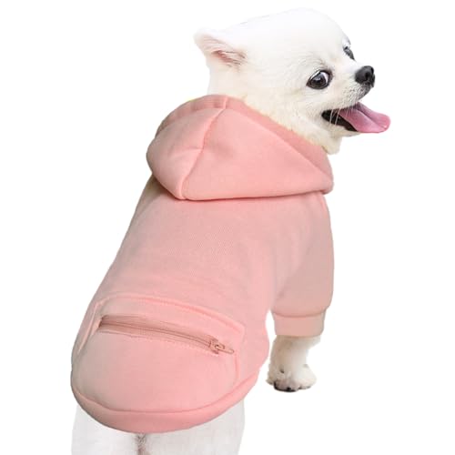 Jecikelon Pet Dog Cold Weather Coat with Pocket Winter Dog Hoodie Warm Puppy Clothes for Small Dogs Chihuahua Clothing (Pink, X-Small) - color: Pink, size: X-Small