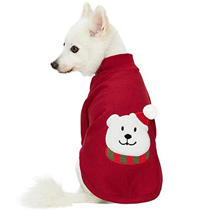 Blueberry Pet Soft & Comfy Merry Christmas Holiday Festive Bear Pullover Turtleneck Fall Winter Dog Sweatshirt Coat, Back Length 10", Warm Clothes for Small Dogs - color: Festive Bear, size: 10 inch (Pack of 1)