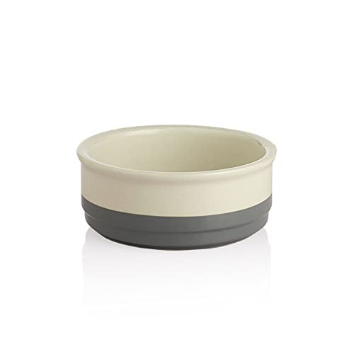 Sweejar Ceramic Dog Bowls, Dog Food Dish for Small Dogs and Cat, Heavy Duty Porcelain Pet Bowl for Canned Food and Water 17 Fl Oz （Gray） - color: Gray, style: Two-tone,5.5"x 2.2"(16 Fl Oz)