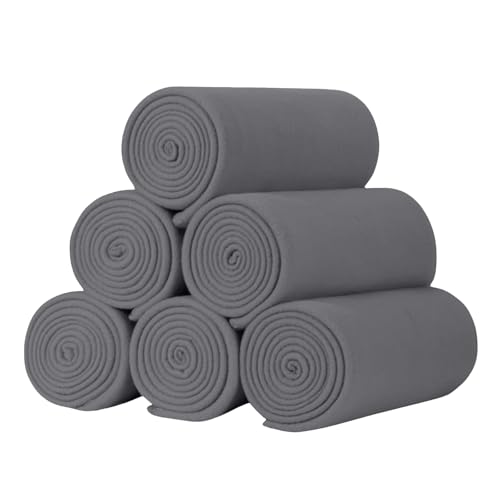 ZYFZCYBL Fleece Throw Blankets Lightweight Warm Soft Cozy Pet-Friendly Bulk Fleece Throw Blanket Solid for Home Bed, Sofa，Office,Gifts, Couch (Pack of 6-50 x 60 inch，Grey) - color: Grey