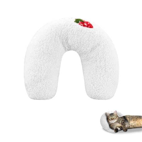 Andiker Pillows for Cats, U Shape Soft Fluffy Kitten Pillow to Lay On Cat Bed Pillow Ultra Soft Pet Pillow for Kittens Fluffy Cat Pillows for Indoor Cats and Puppies to Improve Sleep Quality (White) - color: White