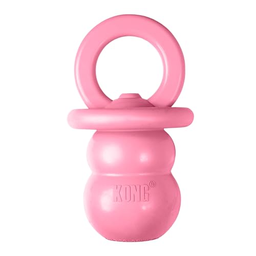 KONG Puppy Binkie - Pacifier Dog Toy for Puppies - Stuffable Treat Chew Toy for Treats - Durable Natural Rubber for Teething Puppy - for Medium Puppies - Pink - color: pink, size: Medium (Pack of 1)