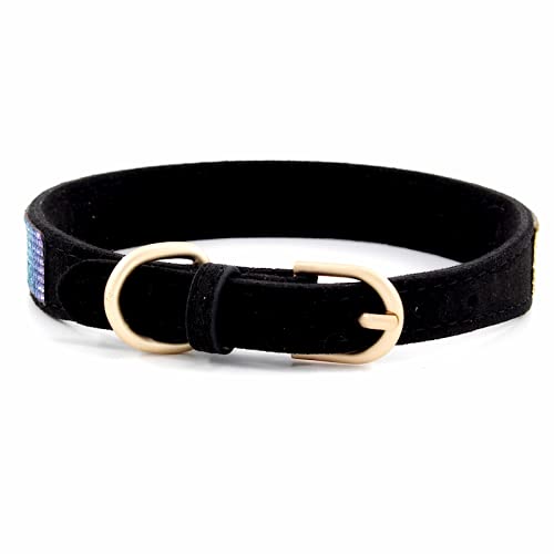 Rhinestone Dog Collar, Cute Dazzling Sparkling Soft Suede Leather Adjustable Pet Dog Cat Collar Crystal Diamond for Puppy Small Medium Large Dogs (XXS:15.5-21cm, Black-2) - color: Black-2, size: XXS:15.5 - 21cm