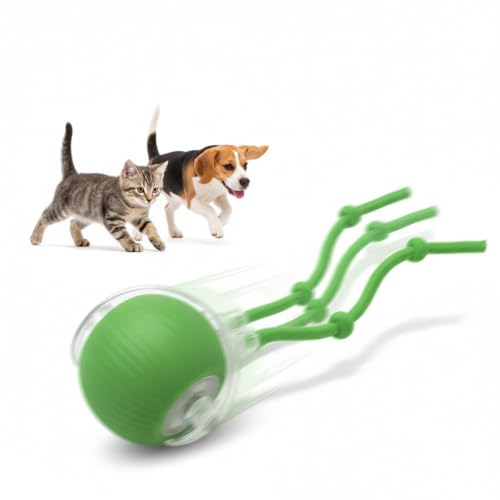 Interactive Cat Toys Ball for Cats - Upgrade Automatic Cat Toys for Indoor Cats, 3 Modes 2 Speed Moving Cat Ball (Green) - color: Green