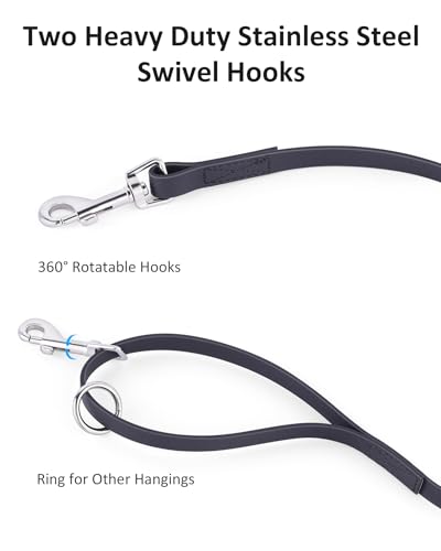 Waterproof Long Leash for Dogs Training 16FT/30FT/50FT, Long Dog Leash Heavy Duty,Dog Lead for Large Medium Small Dogs Outside Walking, Playing, Camping, or Yard(Black 30FT)