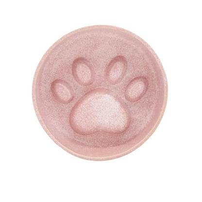 Ceramic Slow Feeder Bowl, 6.69 x 5.7 inches, Elevated Design with Paw Pattern, for Cats and Small Dogs (Pink) - color: Pink