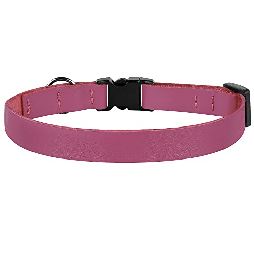 Breakaway Cat Collar with Bell - Leather Adjustable Kitten Collars with Safety Quick Release Buckle - Soft Small Pet Collars for Girl & Boy Cats (Pink) - color: Pink