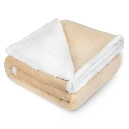 Dog Blankets for Large Dogs, Soft Fluffy Fleece Pet Blankets for Couch, Sofa, Dog Beds, Car Seats, Creat, Washable, 50x60 inches, Beige - color: Latte