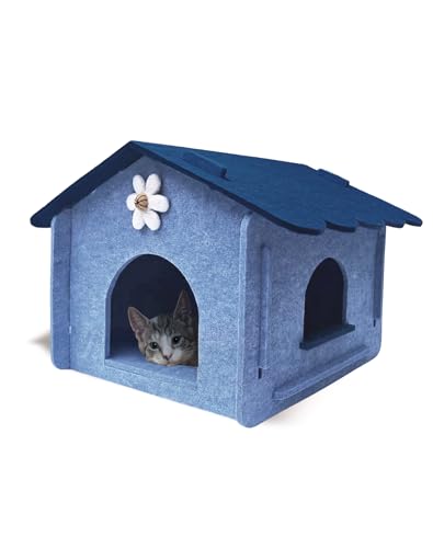 Lukamoo® Cute Cat House (Oceanic Cottage, Large) - color: Oceanic Cottage