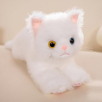 PEACH CAT Cat Stuffed Animal 12" Realistic Kitten Plushies Soft Plush Toys Gifts for Kids White - style: 12" White Cat
