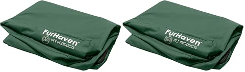 Furhaven Replacement Dog Bed Cover Water-Resistant Indoor/Outdoor Logo Print Oxford Polycanvas Mattress, Washable - Forest, Medium (Pack of 2) - color: Forest, size: Medium (Pack of 2)