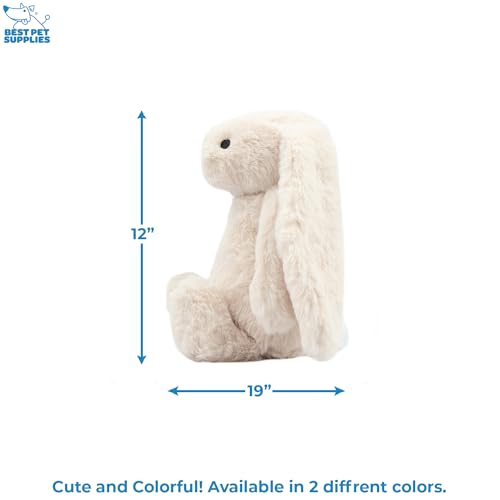 Best Pet Supplies Interactive Squeaky Dog Chew Toy, Ideal Dog Toys for Chewers, Small, Medium & Large Dogs, and Fetch Lovers - Bunny (Beige), Large - color: Bunny (Beige), size: Large