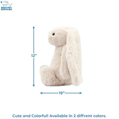 Best Pet Supplies Interactive Squeaky Dog Chew Toy, Ideal Dog Toys for Chewers, Small, Medium & Large Dogs, and Fetch Lovers - Bunny (Beige), Large - color: Bunny (Beige), size: Large