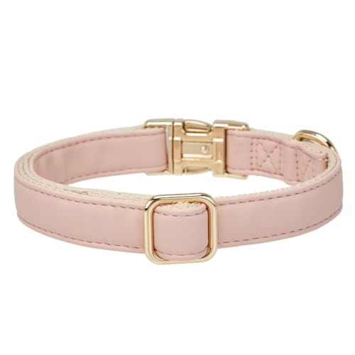 Soft Classic Leather Dog Collar Heavy Duty Padded Collars with Metal Buckle for Puppy Small Medium Dogs (Pink,XS) - color: Pink, size: XSmall
