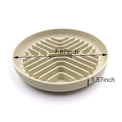 Slow Feeder Bowls for Dogs and Cats, 7.9inch Slow Down Bowl with Suction Cups, Puzzle Pet Bowls Non-Slip Design Dishwasher Microwave Safe (Beige) - color: Beige