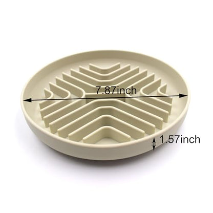 Slow Feeder Bowls for Dogs and Cats, 7.9inch Slow Down Bowl with Suction Cups, Puzzle Pet Bowls Non-Slip Design Dishwasher Microwave Safe (Beige) - color: Beige