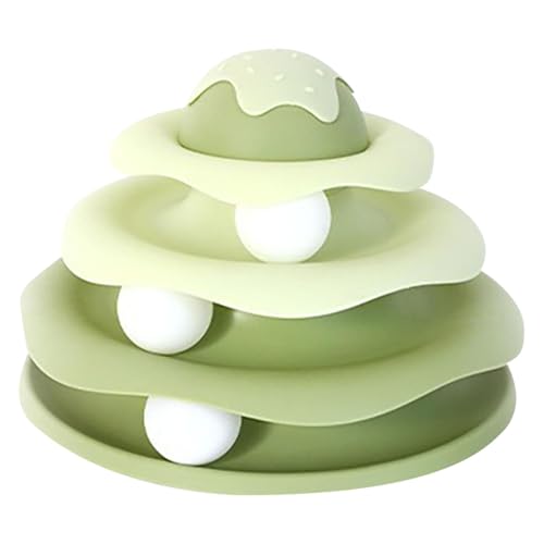 Cat Ball Track Toy, Cat Ball Tower, Multi-Level Design Cat Ball Track Toy, 3 in 1 Automatic Interactive Kitten Toy, Easy to Disassemble, Easy to Clean, Meet Your Cat's Exercise Needs (Green) - color: Green