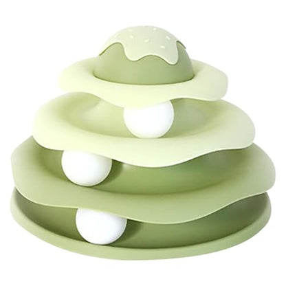 Cat Ball Track Toy, Cat Ball Tower, Multi-Level Design Cat Ball Track Toy, 3 in 1 Automatic Interactive Kitten Toy, Easy to Disassemble, Easy to Clean, Meet Your Cat's Exercise Needs (Green) - color: Green