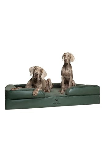 NOAH & PAW Giant Dog Bed XXL, 55x45x11 Inch, Orthopedic Dog Beds, Eggshell Memory Foam Infused with Cooling Gel, Inner Cover, Waterproof, Machine Washable (Faux Leather Sofa Collection) - color: Green, size: Xx-large