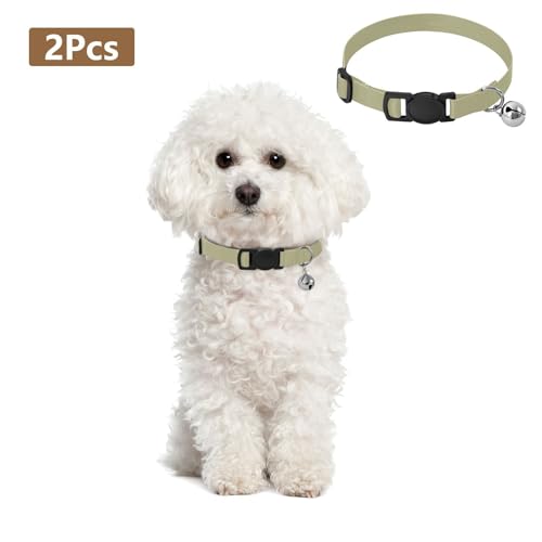 Sage Cat Collar Breakaway with Bell 2 Pack Pet Collars Adjustable Length 10.6" to 17.1" - color: Sage