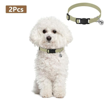 Sage Cat Collar Breakaway with Bell 2 Pack Pet Collars Adjustable Length 10.6" to 17.1" - color: Sage