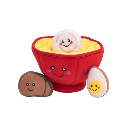 ZippyPaws Burrow- Interactive Dog & Puppy Toys for Boredom, Stimulating Pet Products to Keep Them Busy, Hide & Seek Plush Dog Puzzle, Enrichment Squeaky Toy, for Small & Medium Dogs- Ramen Bowl - style: Ramen Bowl