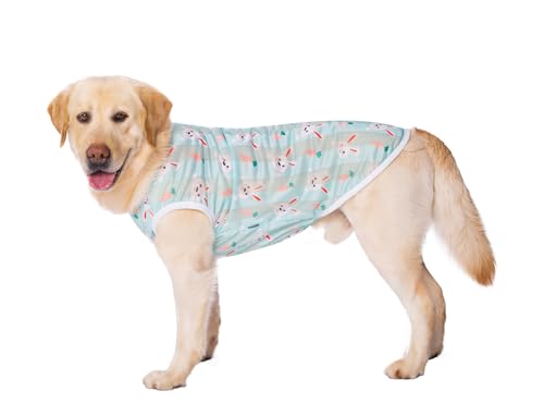 HDKUW Pet Clothes,Dog Summer T-Shirt Cool Breathable Sunscreen Dog Vest Clothes Outfit Costume for Medium Large Dogs Light Green Rabbit XL - color: Light Green Rabbit, size: XL