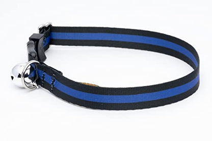 Country Brook Petz - Thin Blue Line Cat Collar - Camouflage Collection Featuring Rugged Designs - color: Thin Blue Line