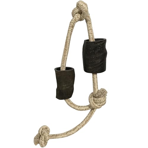 QT Dog Mossy Oak: Water Buffalo Horn & Tug Dog Chew - 34" Slip-Knot Natural Cotton Rope, Pet Toy, No Preservatives, Horn, Long-Lasting, Combines Play-Chewing - style: 34"
