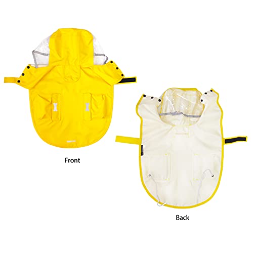 Waterproof Dog Raincoat, Adjustable Reflective Lightweight Pet Rain Clothes with Poncho Hood (X-Small, Yellow) - color: Yellow, size: X-Small(4-9lb)