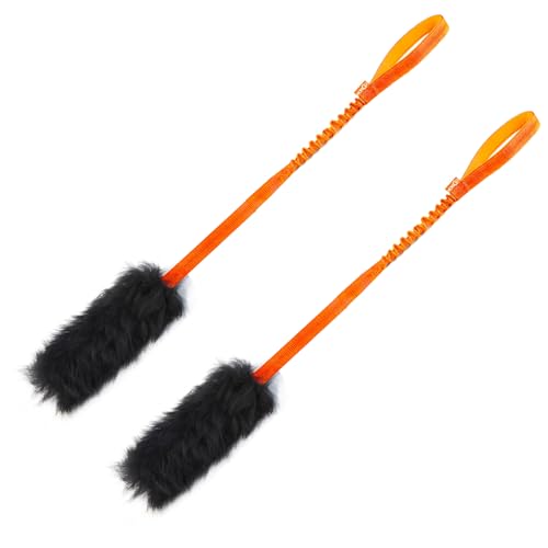 Dog Rope,Dog Bungee Chaser 100% Sheepskin,Sheep Smell Tug for All Breeds(Orange, Long Without Ball 2Pack) - color: Orange, size: Long Without Ball 2Pack