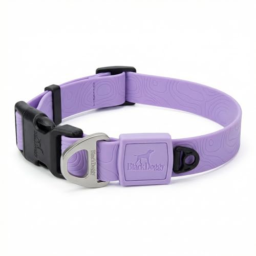 Waterproof & Odor – Free Embossed PU Dog Collar, Soft & Durable, Easy - Release Buckle, Adjustable Fit, Pet Collar for Small, Medium and Large Dogs (Medium, Purple) - color: Purple, size: Medium