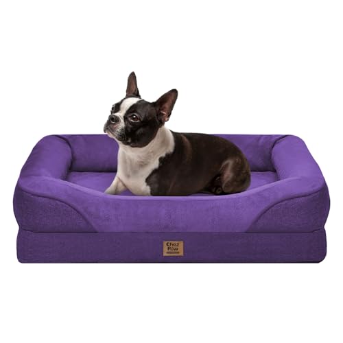 Washable Orthopedic Dog Bed for Medium Large Size Dogs with Removable Orthopedic Foam- Memory Foam Pet Couch Sofa Cover Waterproof Bolsters - color: Deep Purple, size: Large (36"L x 27"W x 7"Th)