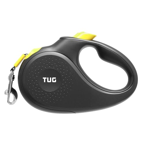 TUG 360° Tangle-Free Retractable Dog Leash | 16 ft Strong Nylon Tape (Large, Black/Yellow) - color: Black/Yellow, size: Large, 16 ft
