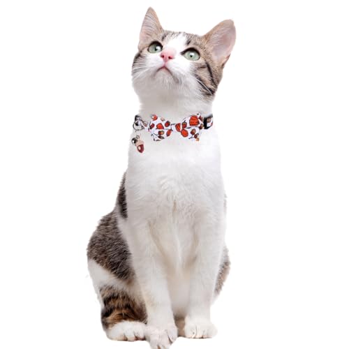 Thanksgiving Day Cat Collar Fall Breakaway with Bow Tie and Bell Autumn Holiday for Kitty Adjustable Safety - color: Maple leaf-bow
