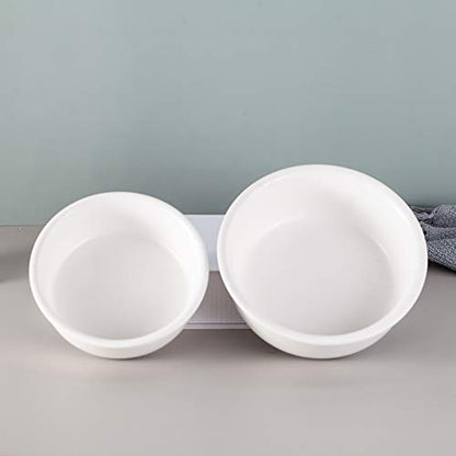 White Large Ceramic Tilted Elevated Cat Dog Bowl Raised Cat Food Water Bowl Dish Pet Comfort Feeding Bowls with Gold Iron Stand - color: White, size: Large