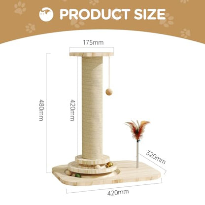 Cat Scratching Post, Small Scratching Post with Vertical Scratcher and Tracking Interactive Ball for Kittens