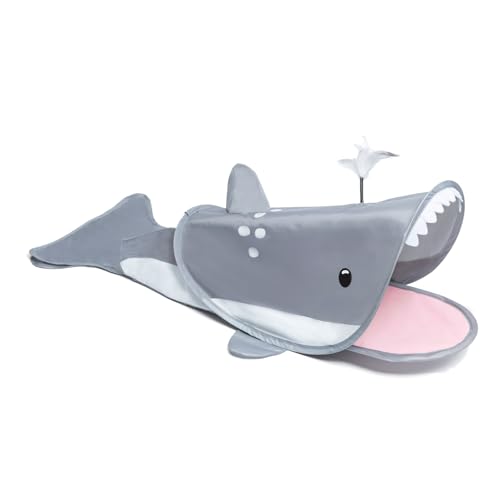 SENCONE Dolphin-Shaped Cat Tunnel Toy, Foldable Portable Waterproof Pet Tunnel for Indoor/Outdoot Curious Kittens, Cat Tube for Nap & Hideout, Easy to Store, Fun to Explore - color: dolphin