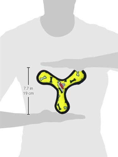 TUFFY Jr. Soft Dog Toy – Yellow Boomerang Bone | Multi‑Layer Durable Plush | Tug, Toss & Fetch | Machine Washable & Floatable - color: Yellow Bone, style: Bowmerang