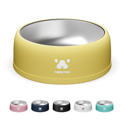 PAWGETHER® Stainless Steel Dog Bowls, Dog Food and Water Bowl Non-Slip Easy to Clean Dishwasher Safe for Puppy Small Medium Dogs Cats Yellow 34oz - color: Yellow (34oz)