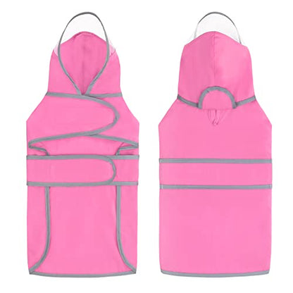 HDE Dog Raincoat with Clear Hood Rain Jacket Poncho for Small Medium Large Dogs Pink - L - color: Pink, size: Large