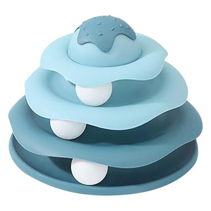 Cat Ball Track Toy, Cat Ball Tower, Multi-Level Design Cat Ball Track Toy, 3 in 1 Automatic Interactive Kitten Toy, Easy to Disassemble, Easy to Clean, Meet Your Cat's Exercise Needs (Blue) - color: Blue