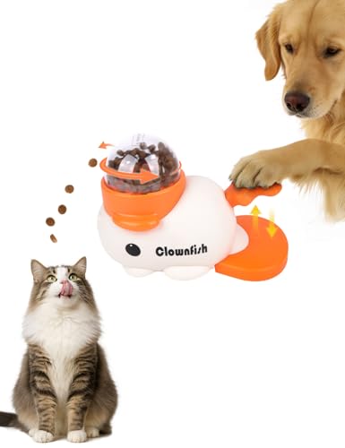 Dog Treat Dispenser Puzzle Toy, Interactive Slow Feeder Bowl for Cats and Dogs, Mental Stimulation Enrichment Toy, Indoor Pet Feeder with Silicone Mat to Keep Pets Busy,Multiple Colors (White) - color: white